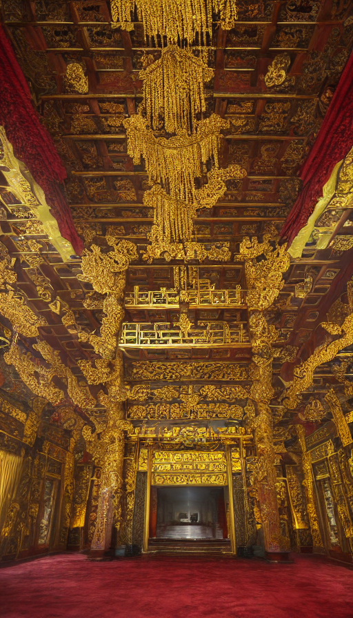 古代传统宫殿建筑内部景观